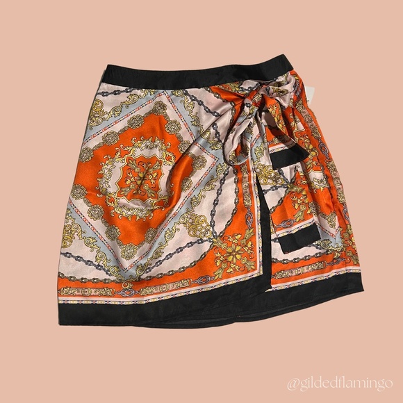 Scarf Print Wrap Skirt - Picture 4 of 10